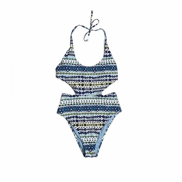 aerie Other - Aerie Blue and Green Patterned One Piece Swimsuit monokini cut out